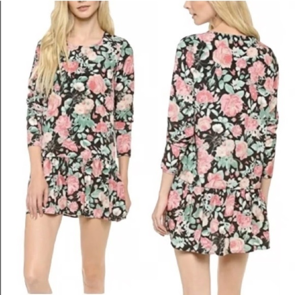 Lovers + Friends Pink Rose Print Long Drop Waist Dress Size L Bloomcore - Picture 1 of 7